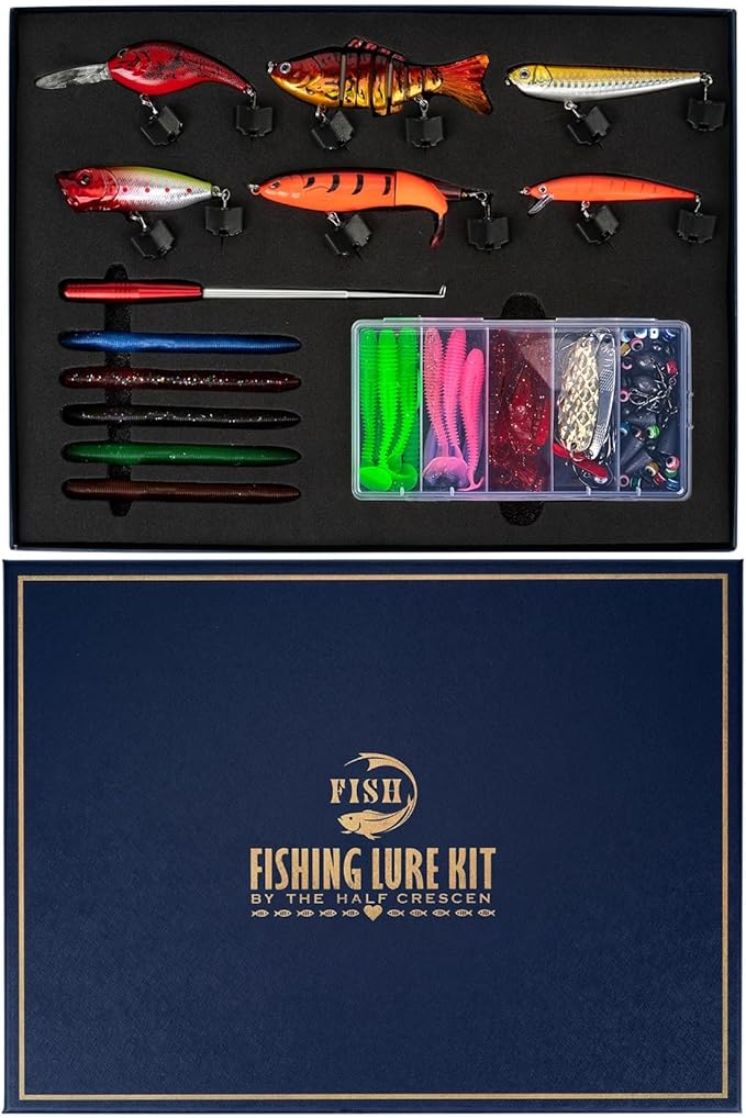 104PCS Fishing Lures Kit with Glide Bait, Hooks,Weights, Fish Hook Remover Tool& Fishing Accessories, Fishing Gear Set for...