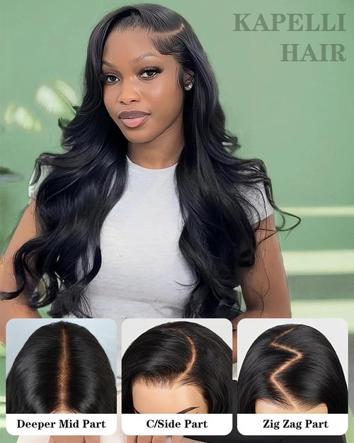 9x6 Glueless Wigs Human Hair Pre Plucked Pre Cut Body Wave Lace Front Wigs 200% Density Human Hair Wear and Go Glueless Pre Bleached Knots Wig 18 Inch