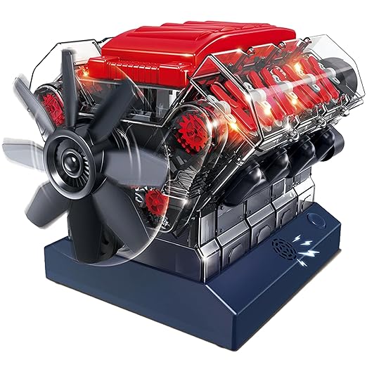 Playz V8 Combustion Engine Model Kit That Runs - Build Your Own STEM Mini V8 Model Engine Kit for Adults & Kids Age 12+, V...
