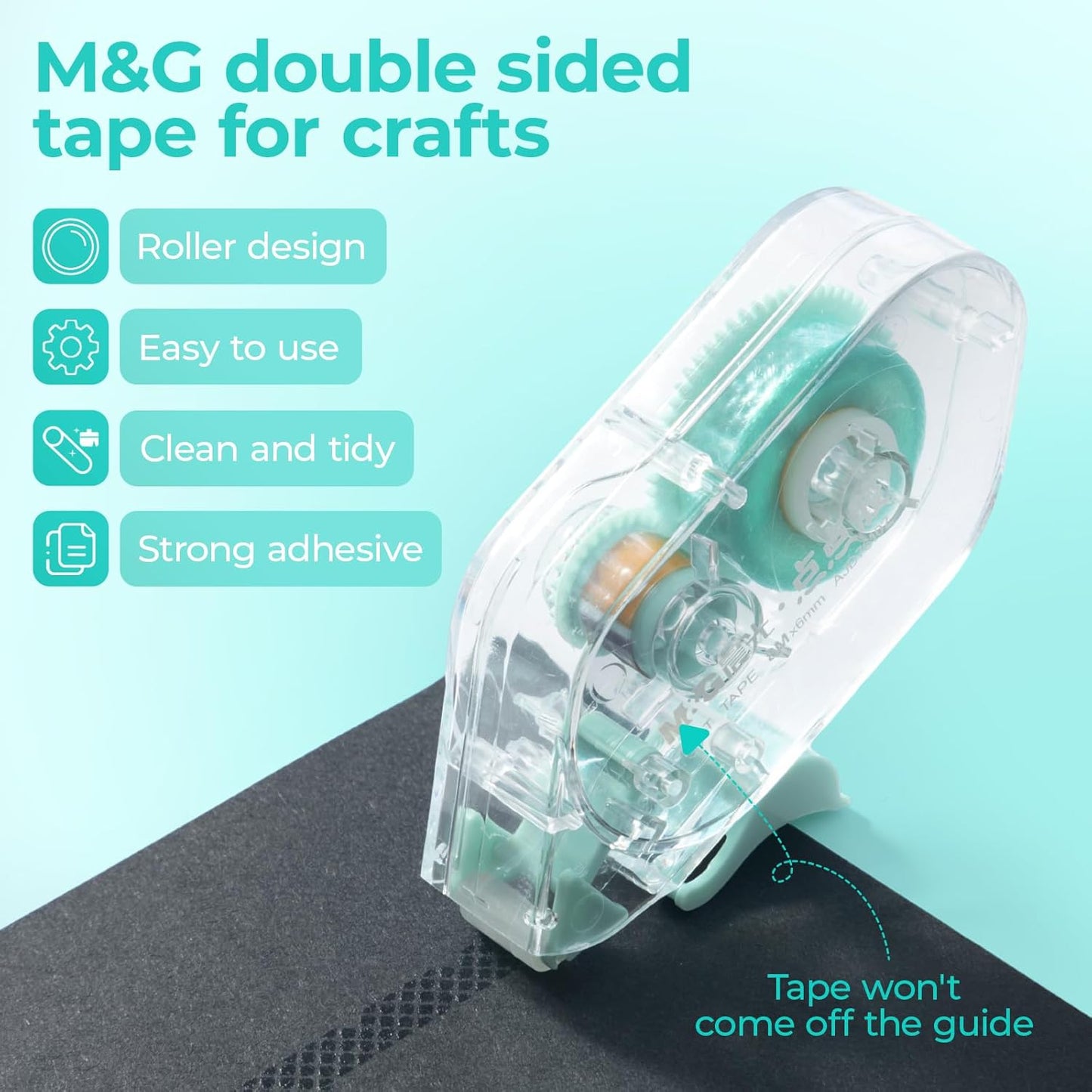 M&G 3 Pack Double Sided Tape Roller for Crafts, 0.24in x 26.25FT Adhesive Glue Runner Scrapbooking Supplies Journaling School Office Teacher Supplies for Kids and Adults