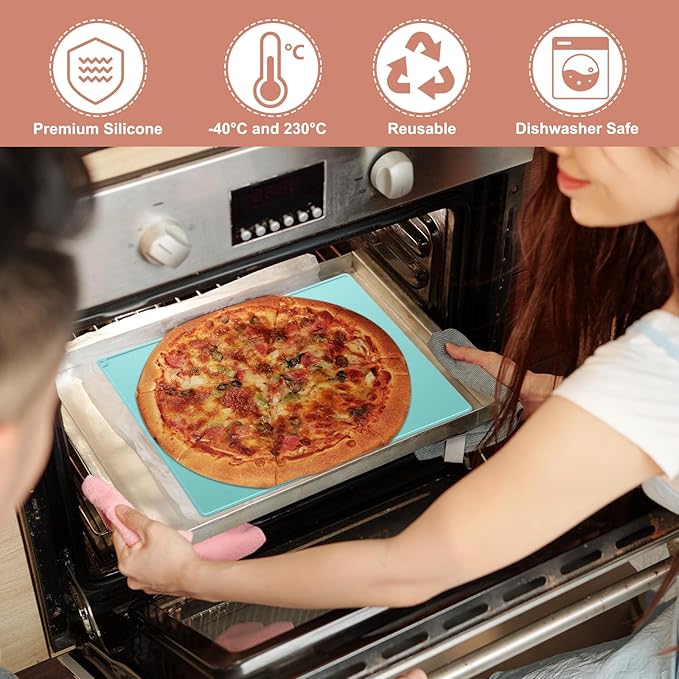 uxcell Silicone Pastry Mat, 27.5" x 19.7" Silicone Baking Mat with Measurements, Non-Stick Dough Rolling Mat for Making Pastry Cookies Bread Pizza White