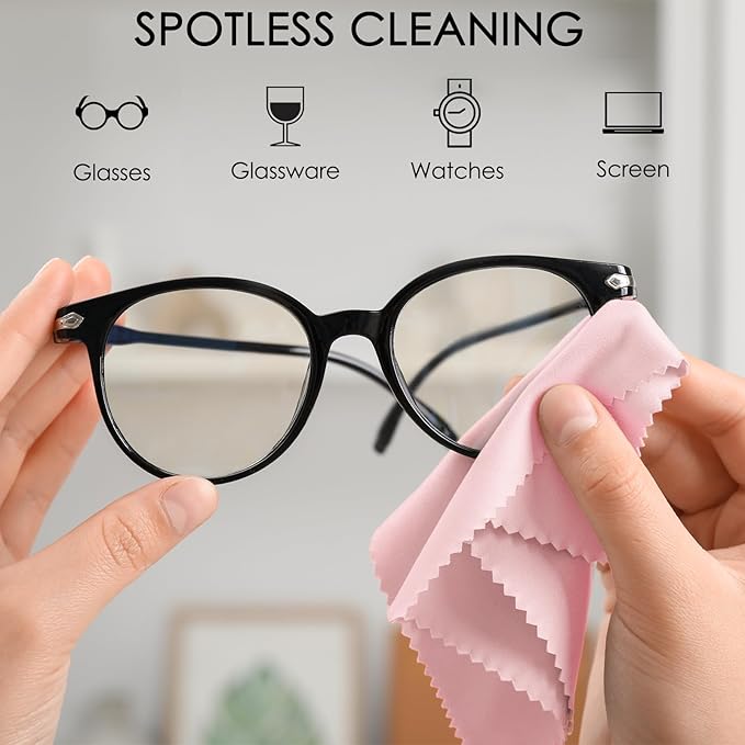 120 Pack Microfiber Cleaning Cloths for Glasses Cloth Eyeglass Cleaning Wipes 7" x 6" Lens Cleaning Cloth for Screens, Cameras, Eyeglasses, Cell Phone, LCD TV Screens, 6 Colors