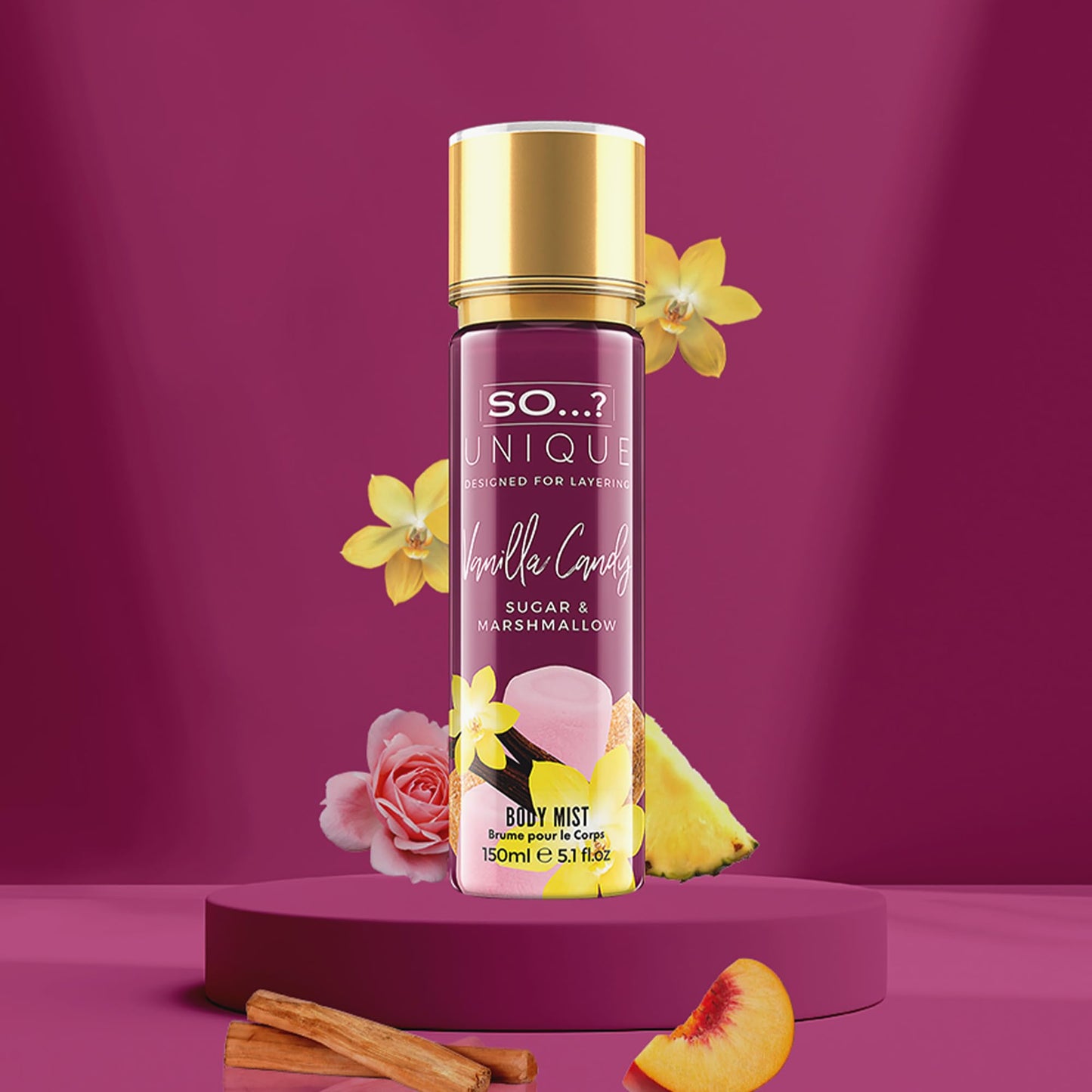 So...? Unique Body Mist - Vanilla Candy for Women - 5.1 oz Body Mist - Pack of 3