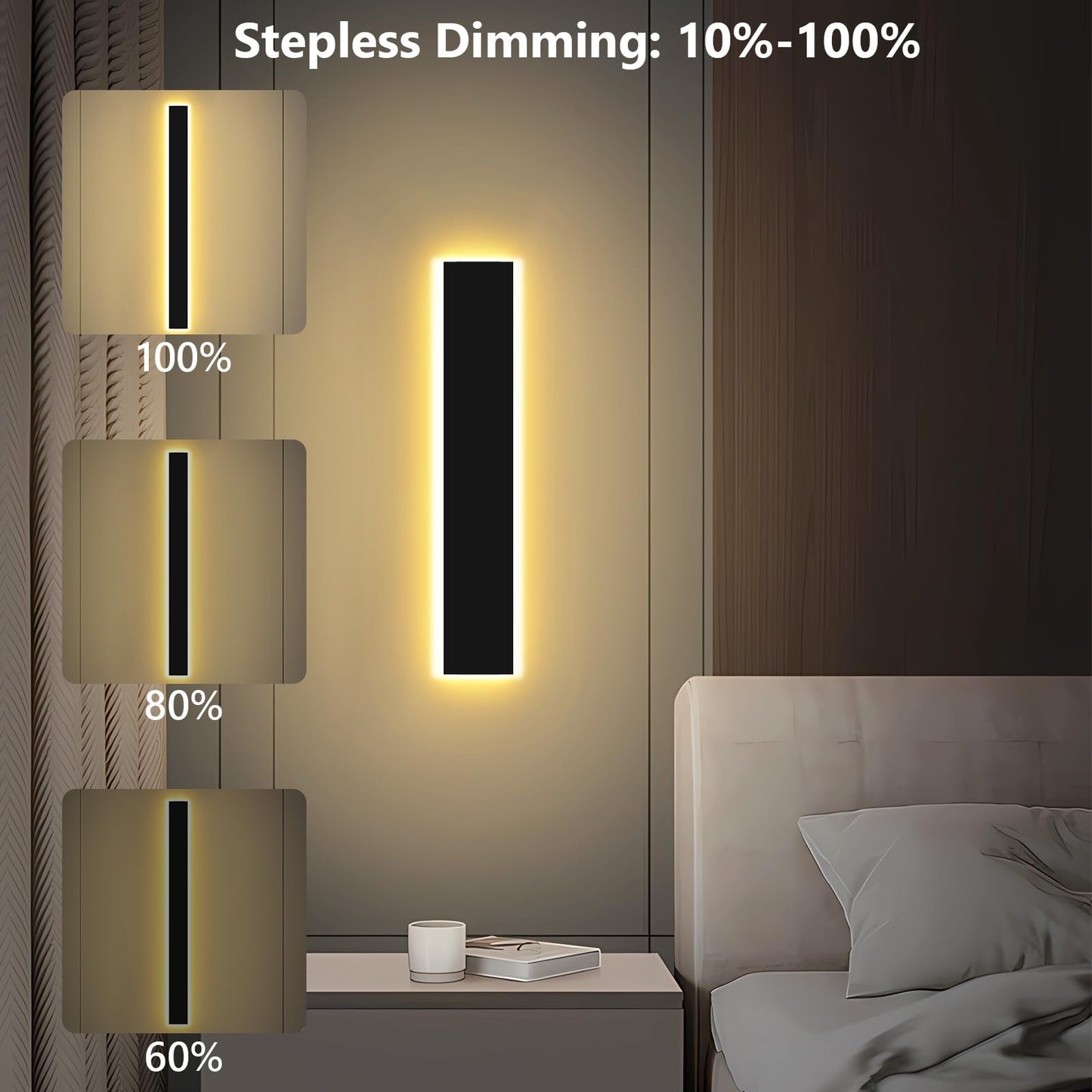 pedforn 2pcs 31in Modern Outdoor Wall Light, IP65 Waterproof Outdoor Wall Sconce, 3000K-6000K Dimmable LED Black Garage Lights, Exterior Wall Lighting, Anti-Rust Linear Long Wall Light