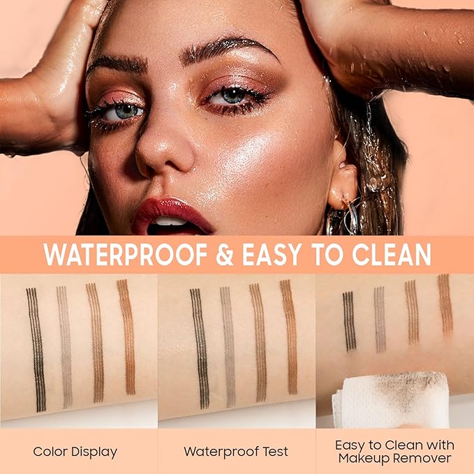 Eyebrow pen - Liquid Eye Brow Microblading Pencil With Micro 4 Point Lift & Brow Pen Snatch, Long-Lasting Waterproof Eyebrow Pencils for Women (Medium Brown)