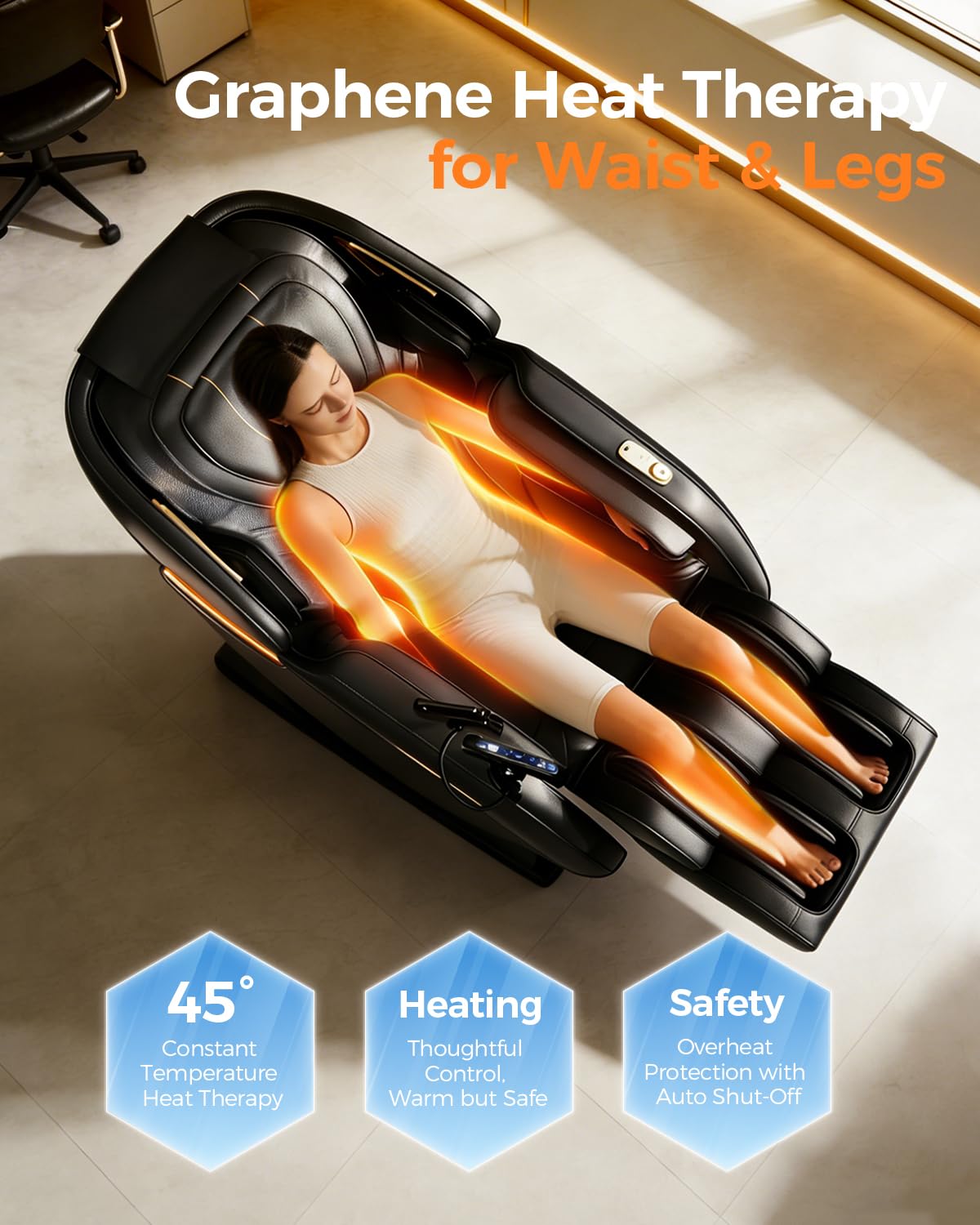 DAHAIY 𝟐𝟎𝟐𝟔 𝐍𝐞𝐰 𝐔𝐩𝐠𝐫𝐚𝐝𝐞 3D Massage Chair Full Body, AI voice control, PU Leather Zero Gravity Heated Back Foot Hand Massage Recliner Chairs, Living room furniture,Office,Portable - Black
