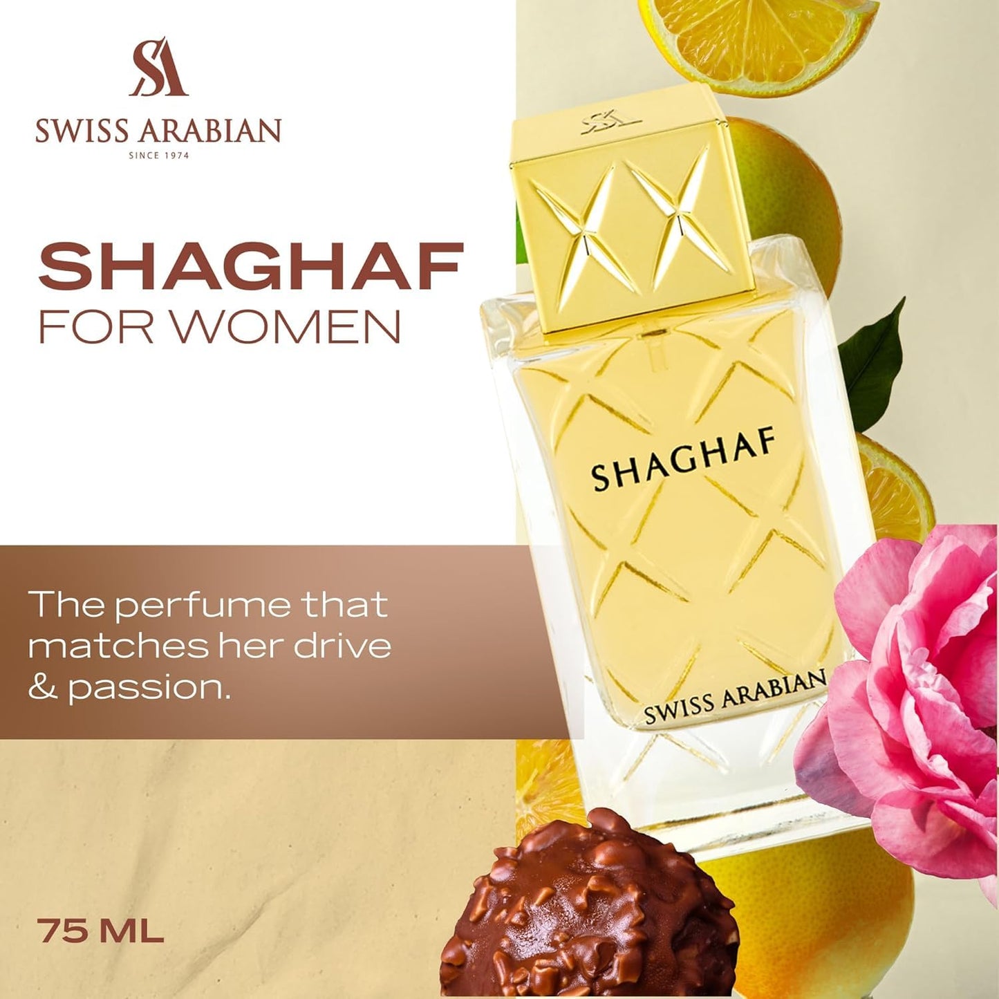 Swiss Arabian Shaghaf (Feminine) - Luxury Products From Dubai - Long Lasting Personal EDP Spray Fragrance - A Seductive Signature Aroma - 2.5 Oz