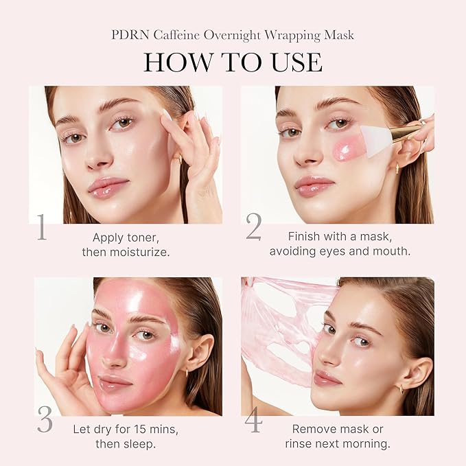 medicube Pink PDRN Day & Night Care Duo: Salmon DNA PDRN Caffiene Overnight Wrapping Peel Off Facial Mask and Salmon DNA PDRN Pink Collagen Jelly Pad