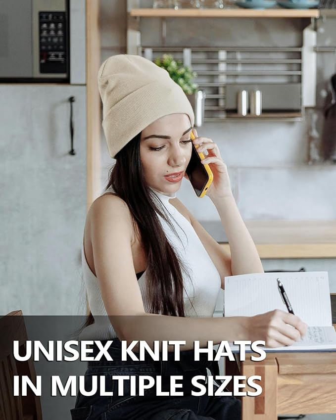 Zylioo Oversize Beanie Hats, XXL Big Size Ribbed Knit Cuffed Winter Hat for Cold Weather, Warm Skull Watch Cap