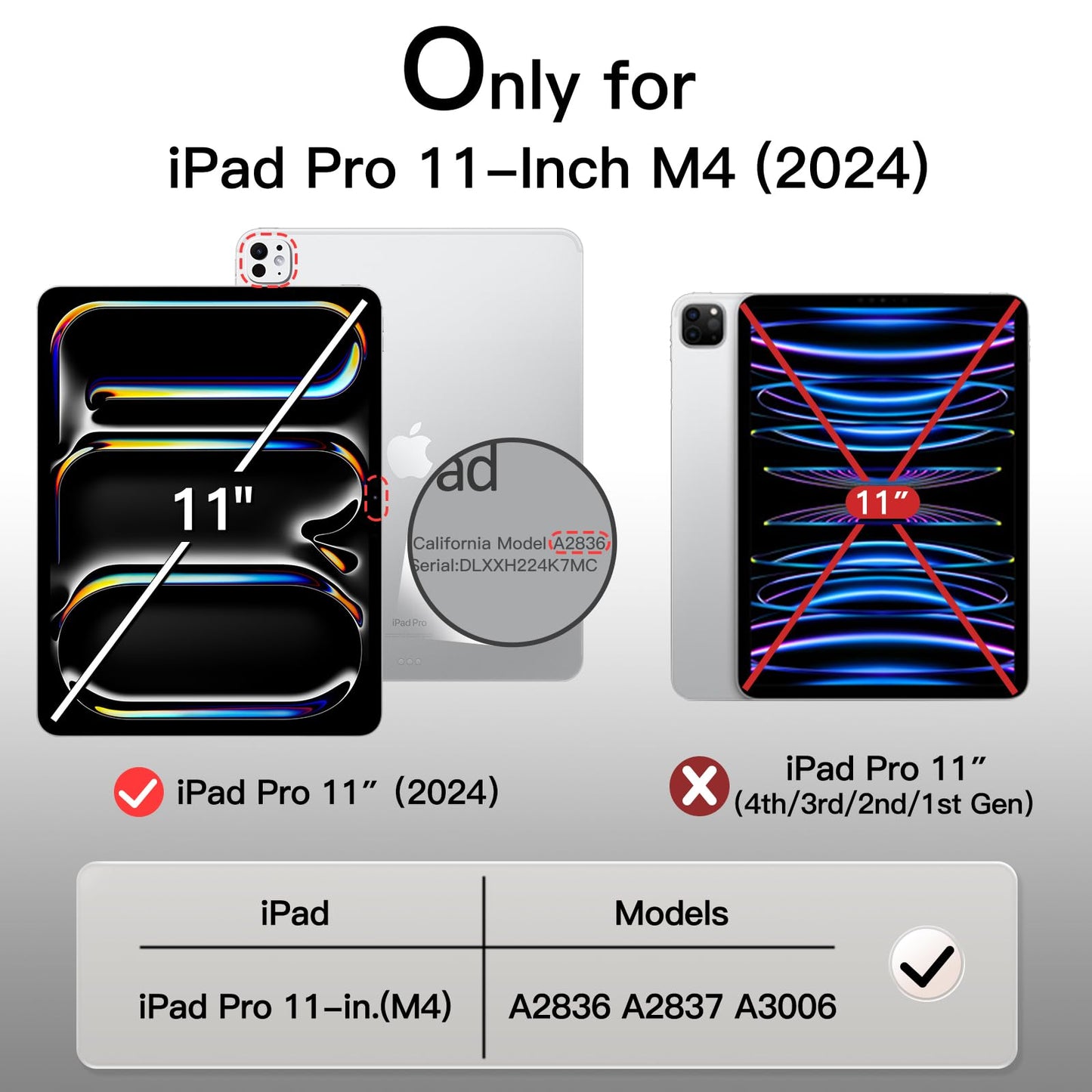 Jetech Case For Ipad Pro 11-Inch M4 2024 (5Th Generation) With Pencil Holder, Clear Transparent Back Shell Slim Stand Shockproof