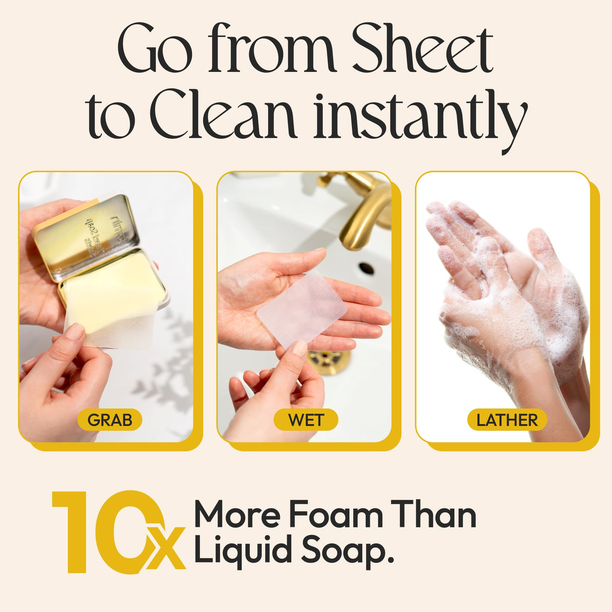 FOMIN - Antibacterial Paper Soap Sheets Tin for Traveling - (100 Sheets) Lemon Portable Travel Hand Soap Sheets, Dissolvable Min