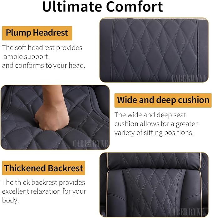 Caberryne Power Recliner Sofa Set with LED Lights,Suede Leather Reclining Couch with Coffee Table/Storage Console/Cup Holder,Reclining Living Room Set with 5 Recliner Seats for House(3 Piece Set,Navy)