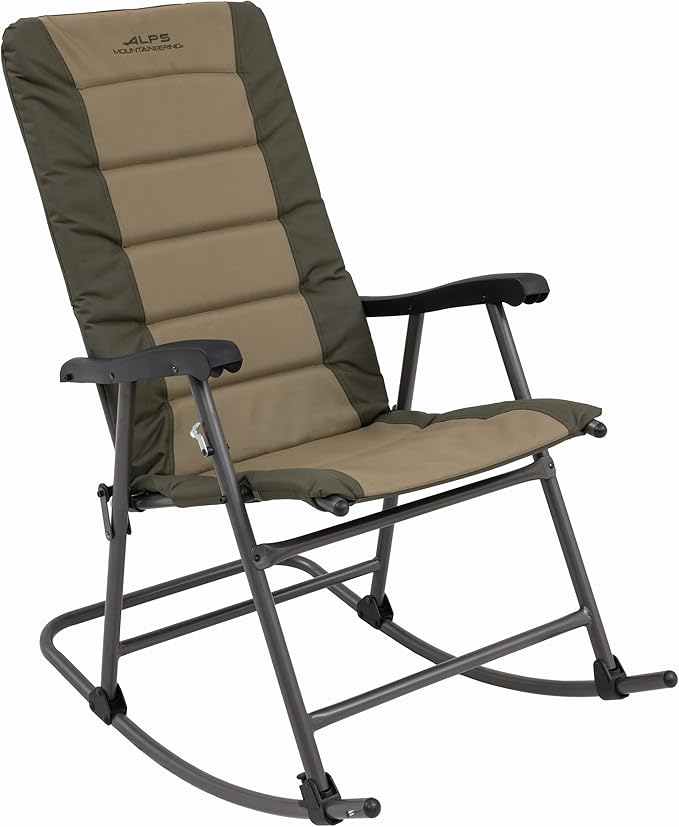ALPS Mountaineering Outdoor Rocking Chair - Durable Folding Beach and Camp Chair with Comfortable Cushioned Polyester Fabr...