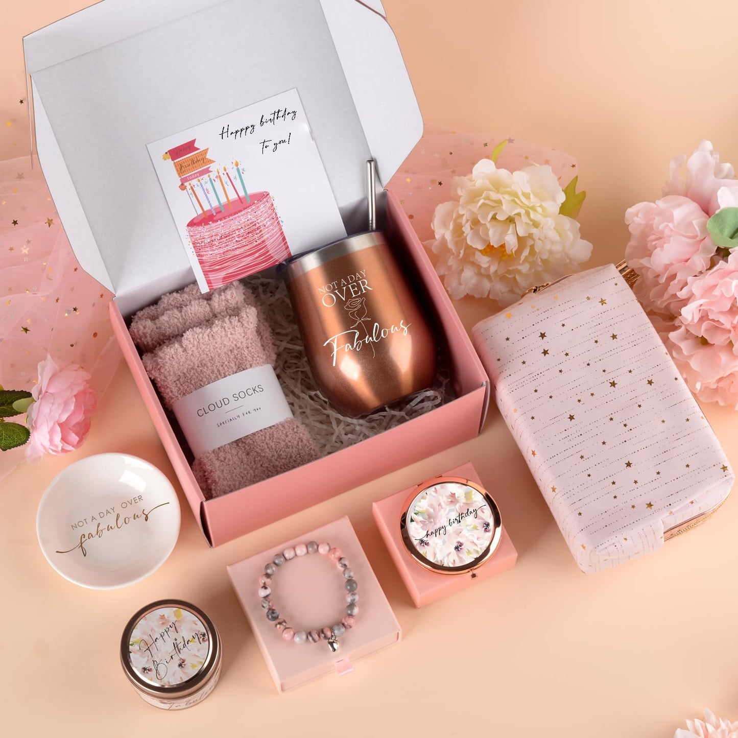 Birthday Gifts for Women, Gifts for Women, Happy Birthday Gifts Basket for Women Friendship, Gift Set for Best Friends Female Women Sister Mom Wife Her Girlfriend Coworker Bestie Bff Ideas