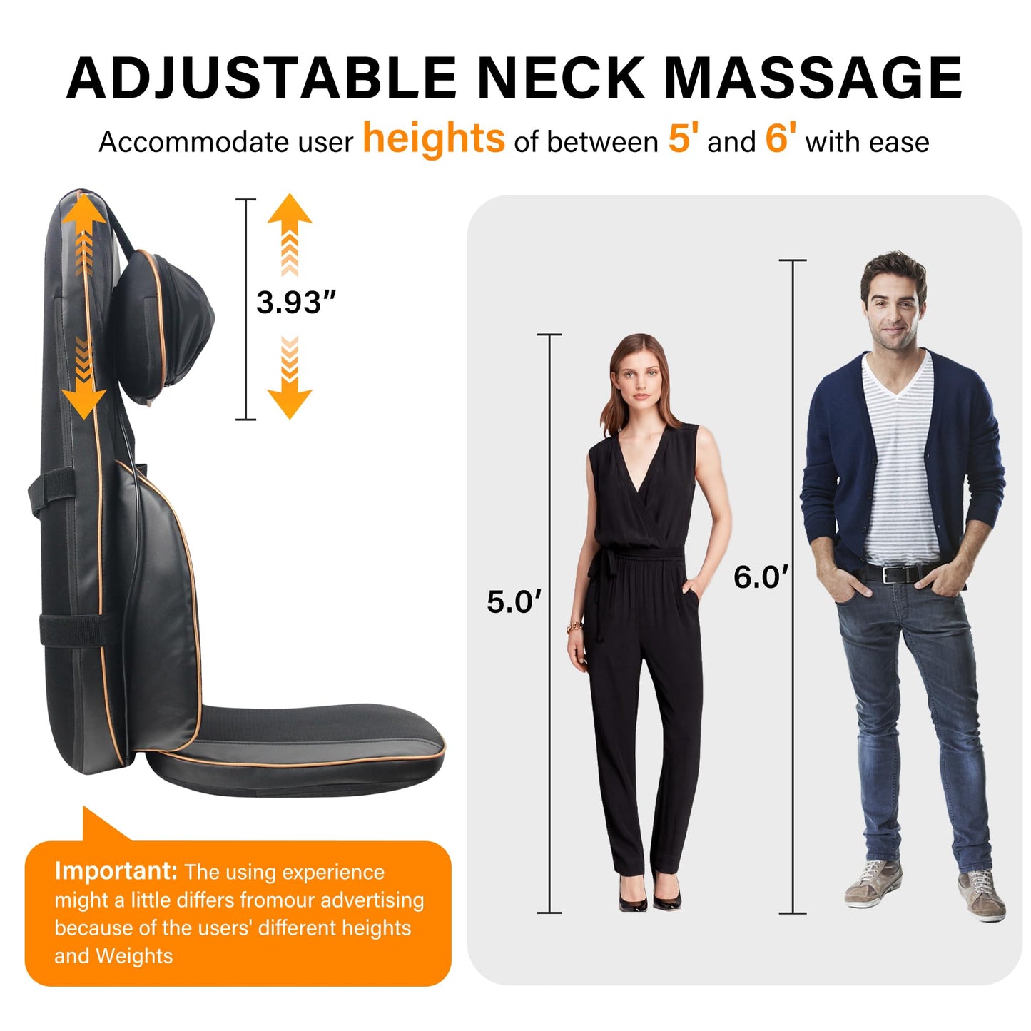 Shiatsu Neck Back Massager Chair Cushion w/heat - Full-Back Massage Cushion with Kneading, Rolling, Vibration- Adjustable Neck Height & Intensity - Heated Seat for Home & Office for Holiday Gift