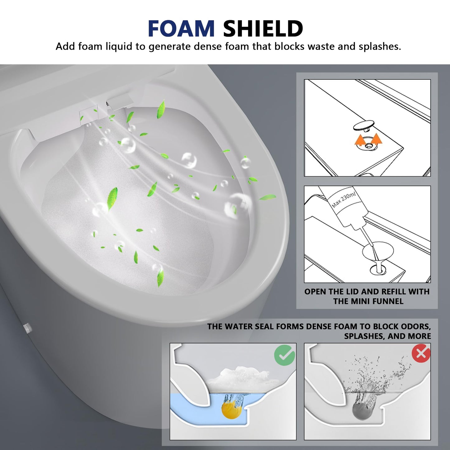 DeerValley Artistic Smart Toilet with Bidet Built in, Auto Open/Close Lid, Bubble Wash, Auto Dual Flush, Foam Shield, Pump-Assisted, Instant Warm Water, Heated Seat, Deodorization, ADA Comfort Height