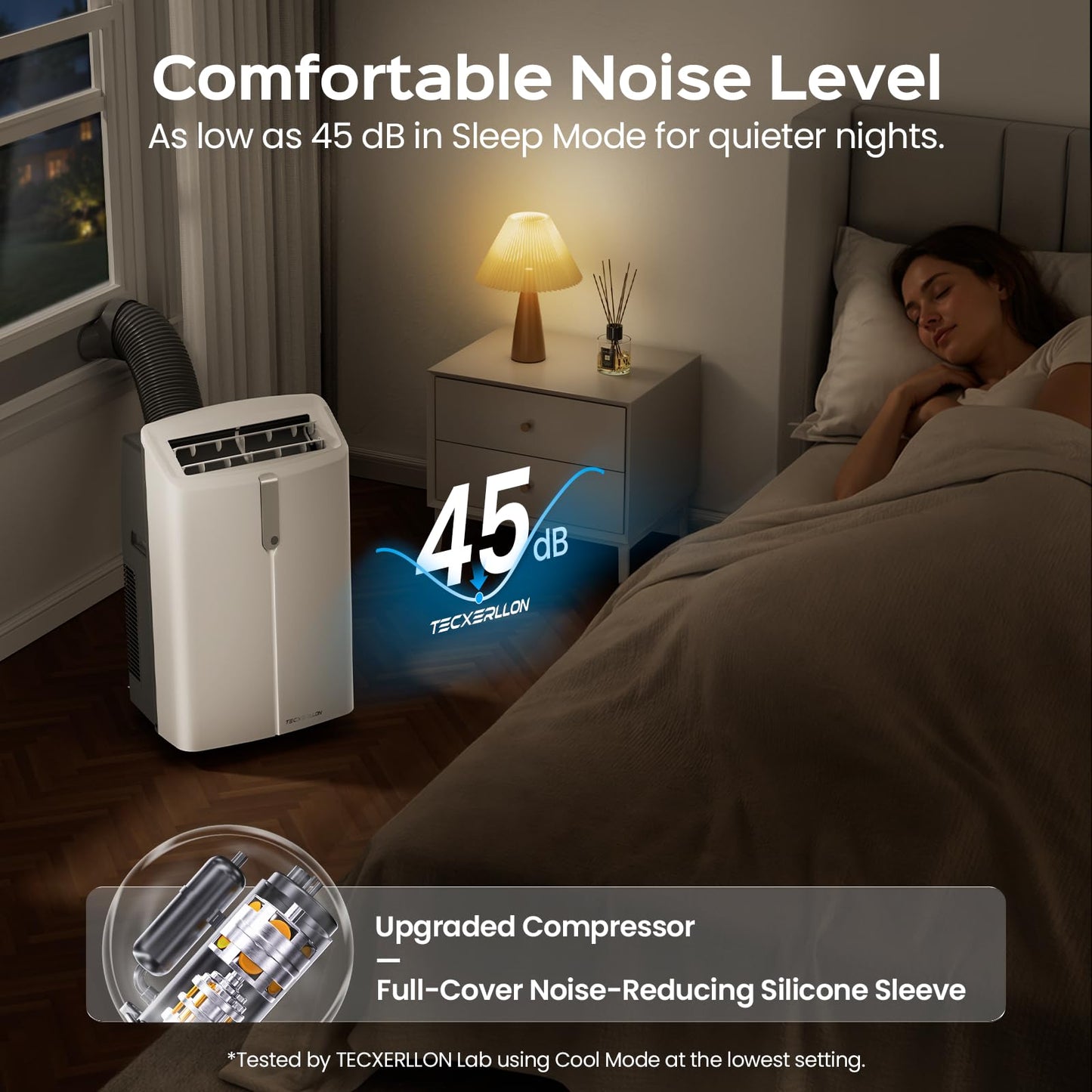 TECXERLLON 16000 BTU Portable Air Conditioners with App Control, Cools Up to 850 Sq.Ft, 4-in-1 Smart Portable AC Unit with Cooling, Dehumidifier, Fan & Sleep Mode, Self-Evaporating for Home & Office