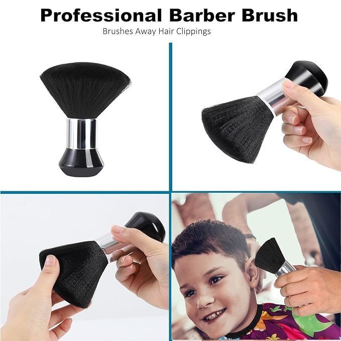 Kids Barber Cape with Neck Duster Brush, Professional Salon Hair Cutting Cape with Adjustable Snap Closure(Cartoon Space)