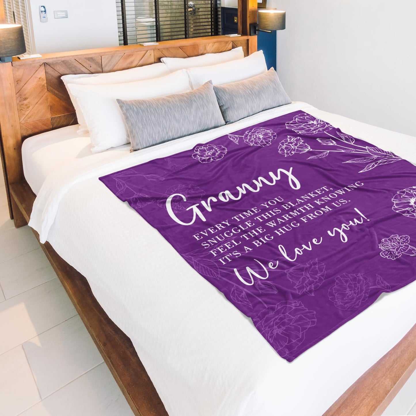 Granny Gifts, Gifts for Granny, Granny Birthday Gift from Grandkids, to My Granny Grandma Throw Blanket 50" x 60", Purple