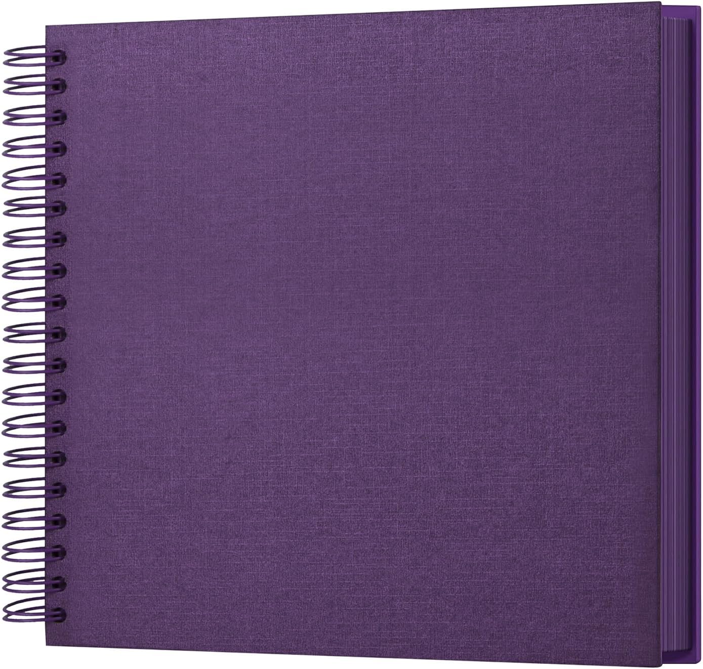 potricher 10 x 10 Inch DIY Scrapbook Photo Album 80 Pages Thick Kraft Blank Purple Paper Memory Book for Wedding and Anniversary Family (Purple, 10 Inch)