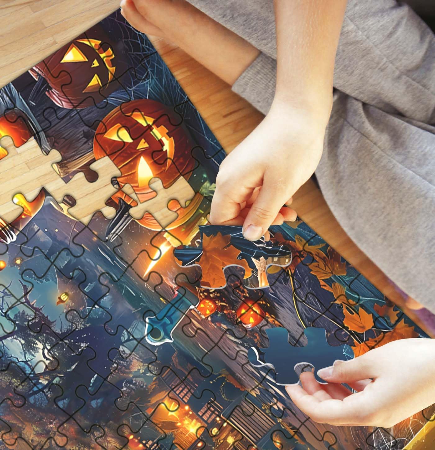 HEIPINIUYE Halloween Puzzles 120 Pieces Scary Skeleton Puzzle Halloween Jigsaw Puzzle for Kids Adults Halloween Party Decoration Haunted House Puzzle