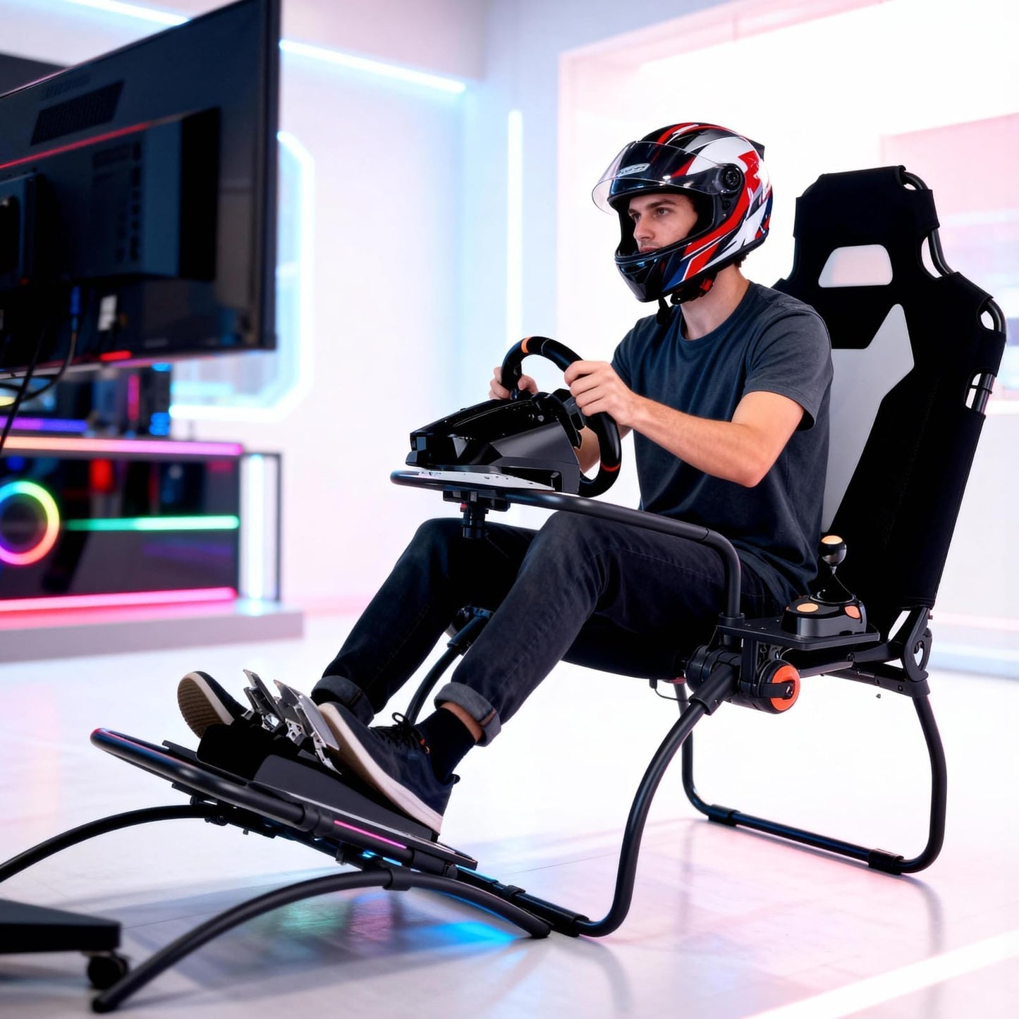 Garvee Racing Wheel Stand,Foldable Racing Simulator Cockpit for g923/g920/g29, Steering Wheel Stand & Foot Pedal Angle Adjustable,Sim Racing Cockpit for Thrustmaster t248p, Fanatec, Hori, Mad Catz.