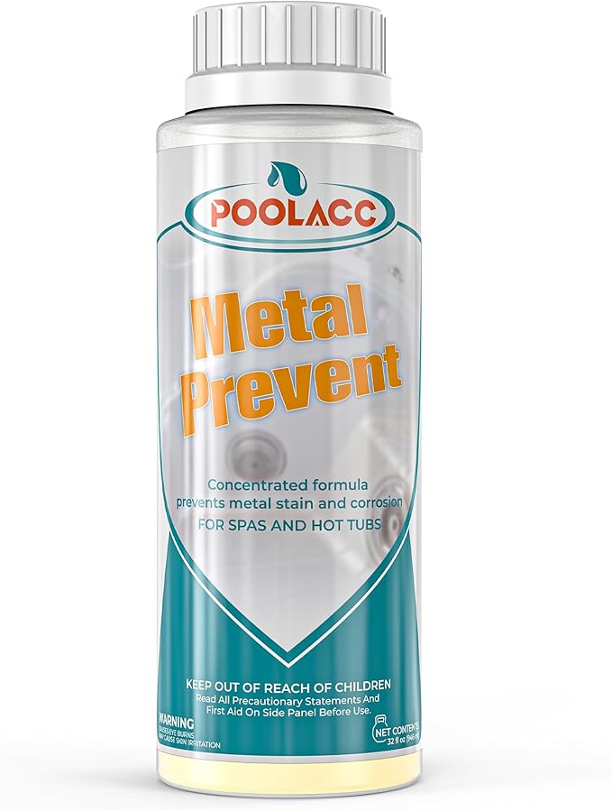 Metal Remover for Hot Tub & Spa, Metal & Stain Control, Prevents Metal Stains Formation and Corrosion, Compatible with Any Spa, Fast-Acting & Easy to Use, 32oz