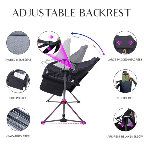 Nice C Hammock Camping Chair, Camping Chair Rocker, Swinging Chair, High Back with Stand, Cup Holder, Side Pocket, Heavy Duty (1-Pack)