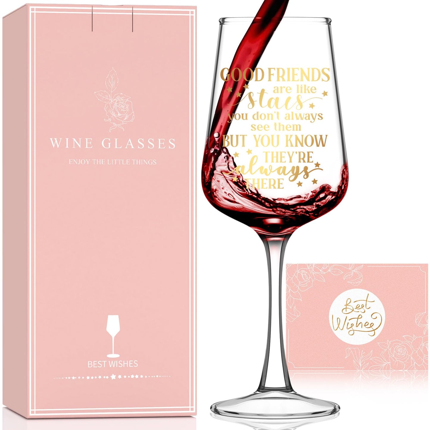 Astonlink Friendship Gifts for Women Friends Bestie, Best Friend Birthday Gifts for Women Friendship, Personalized Best Friend Gift for Woman - 15.5 Oz Wine Glass