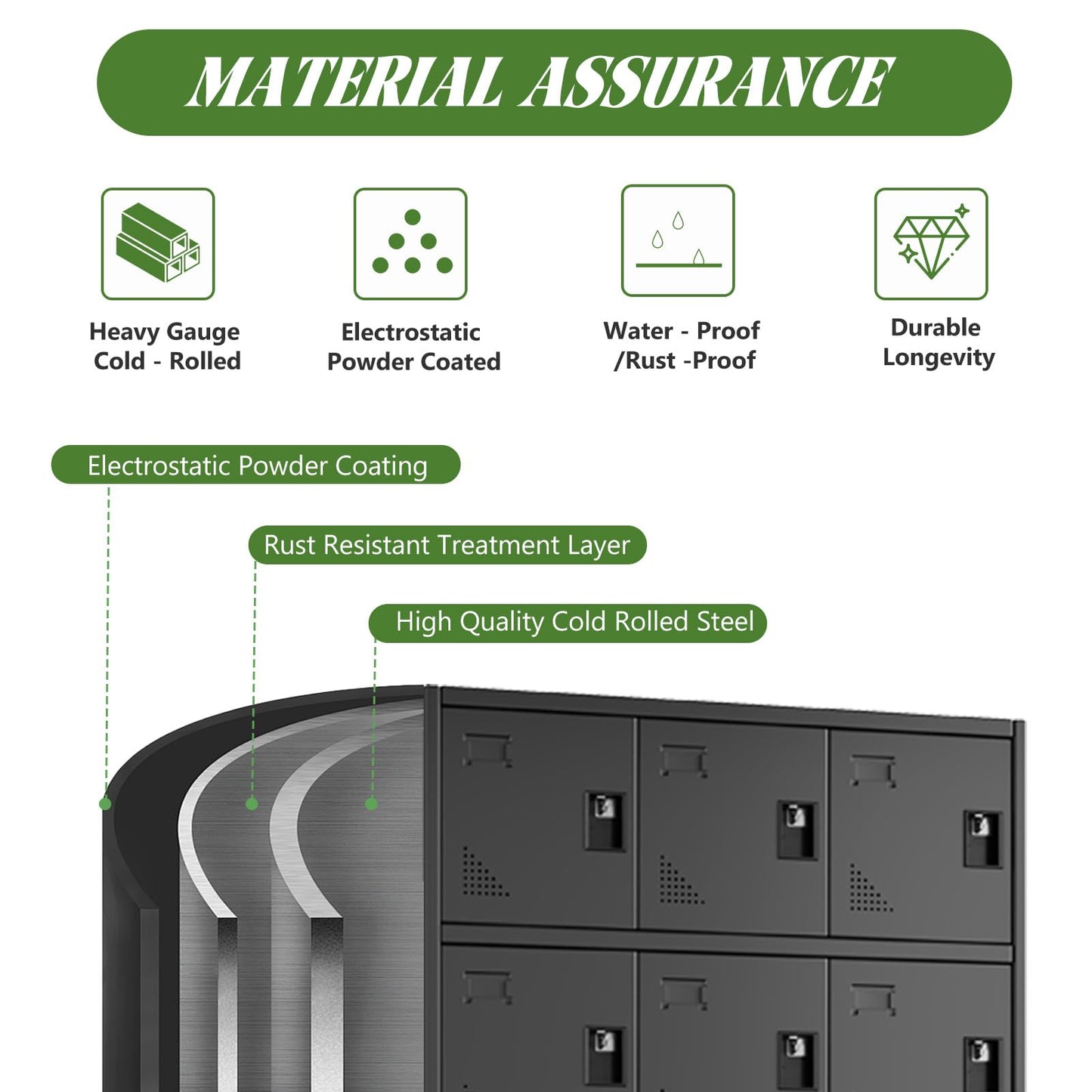 erosoei Metal Lockers for Employees, 18 Doors Metal Storage Locker with Card Slot and Ventilation Holes, Steel Employee lockers for Home Office School Gym Garage, Requires Installation