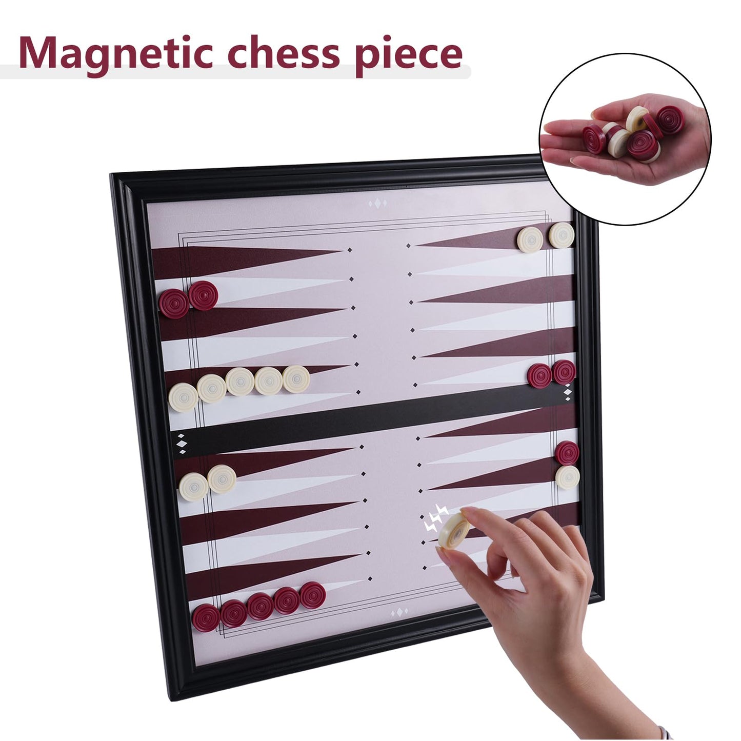 Qryovsa 17.6 in Hanging Wall Backgammon Sets for Adults, Backgammon Board Game for 2 Players, Checkers & Dice Set, Wooden Board Games, Portable Travel Strategy Backgammon Game Sets