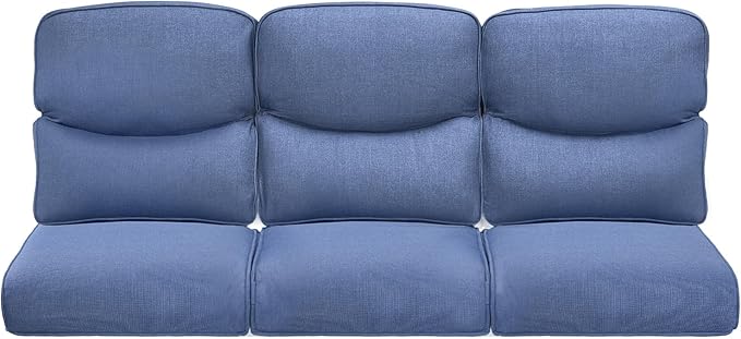 ACTREST Pop 22x25/22x24 Outdoor Cushions for Patio Couch Chairs Set of 3 - High Back Comfy Outside Seat Cushions for Wicker Dining Rocker Glider Loveseat 3-Seater Sectional Sofa - Navy Blue/Smile