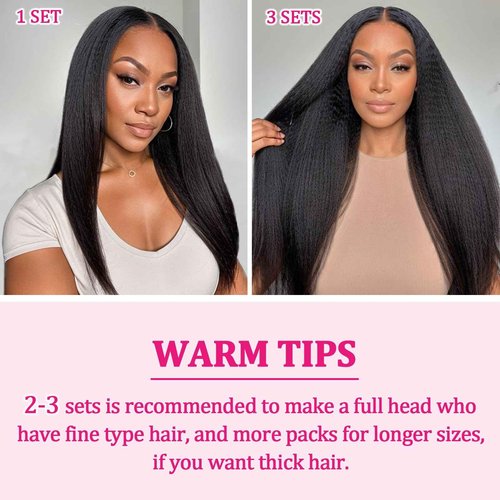 Kinky Straight Clip Ins Real Human Hair for Black Women Full Head 10A Brazilian Real Hair Extensions 125g 8Pcs with 18Clips Per Set Remy Human Hair Clip Ins Natural Color Double Weft (26 Inch)