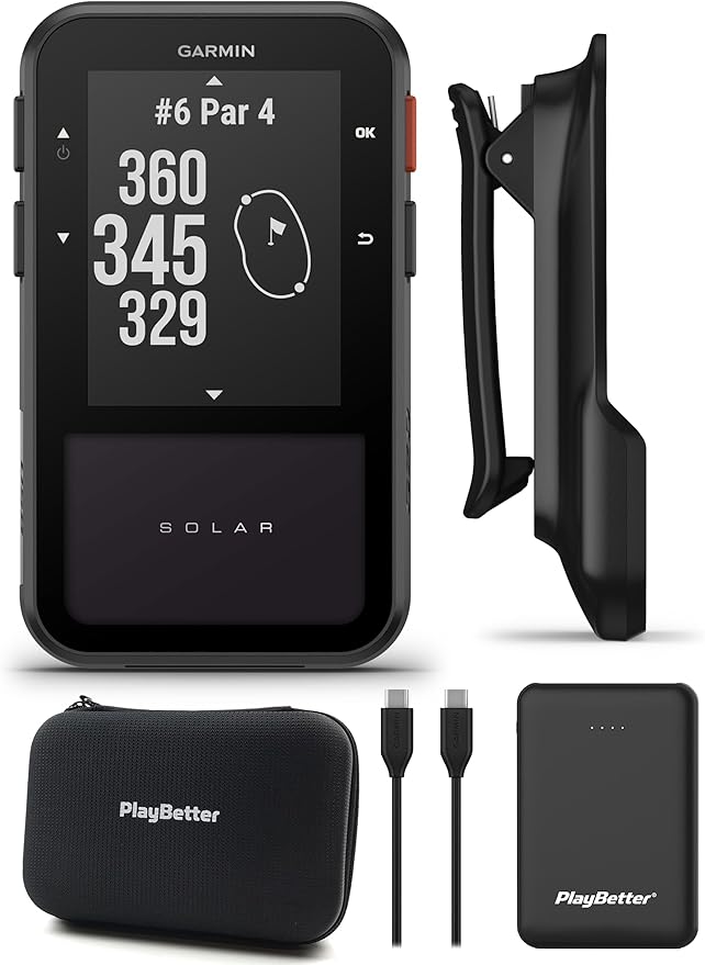 Garmin Approach G20 Solar GPS Golf Handheld Bundle - Solar Charging, Sunlight-Readable High-Resolution Display, Built-in M...