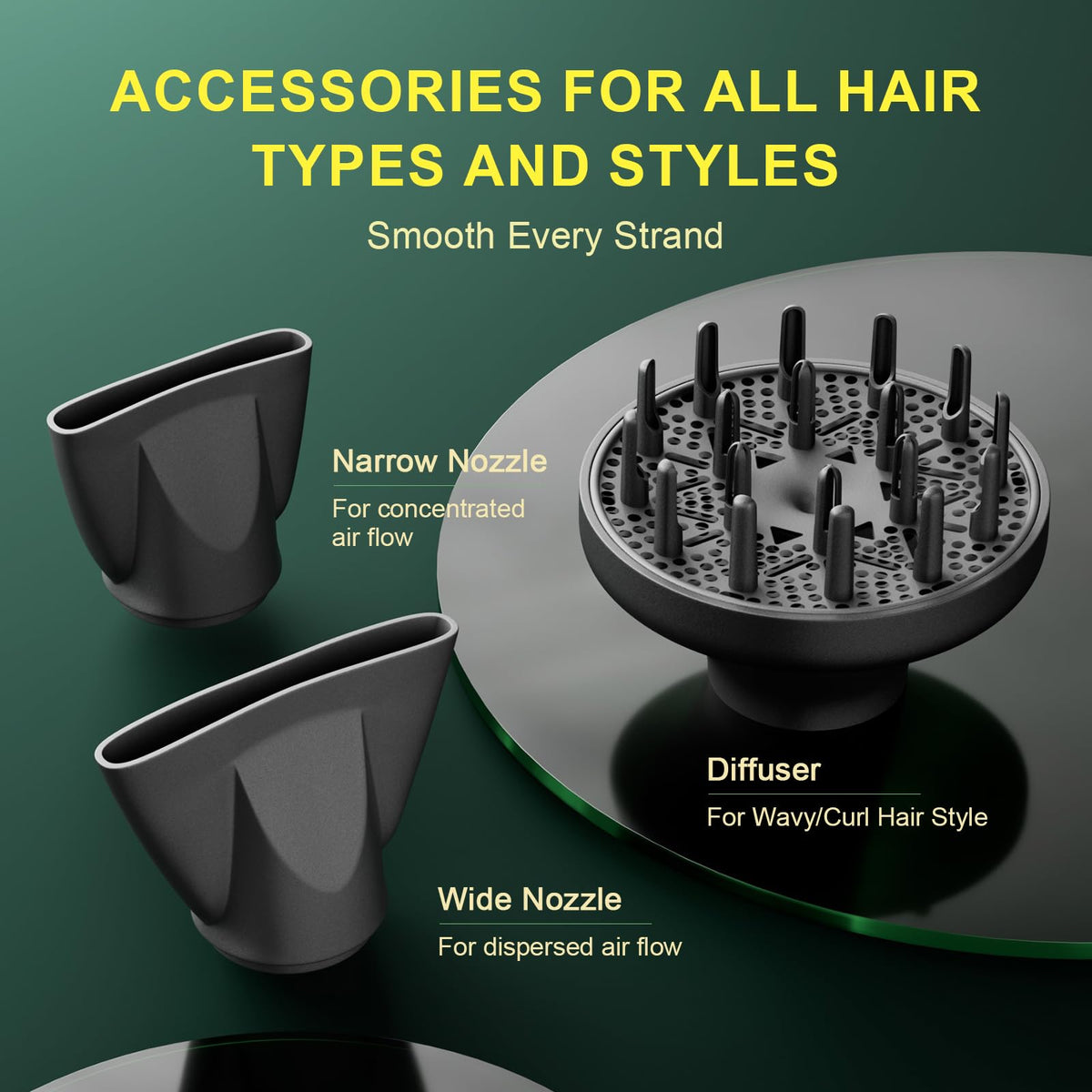 Hair Blow Dryer with Ionic Systems,Diffuser Hair Dryer with & 2 Nozzles,2200W Professional Blow Dryer Powerful Motor for Quick Dry,Hair Dryers for Women and Men,Cool Shot Feature