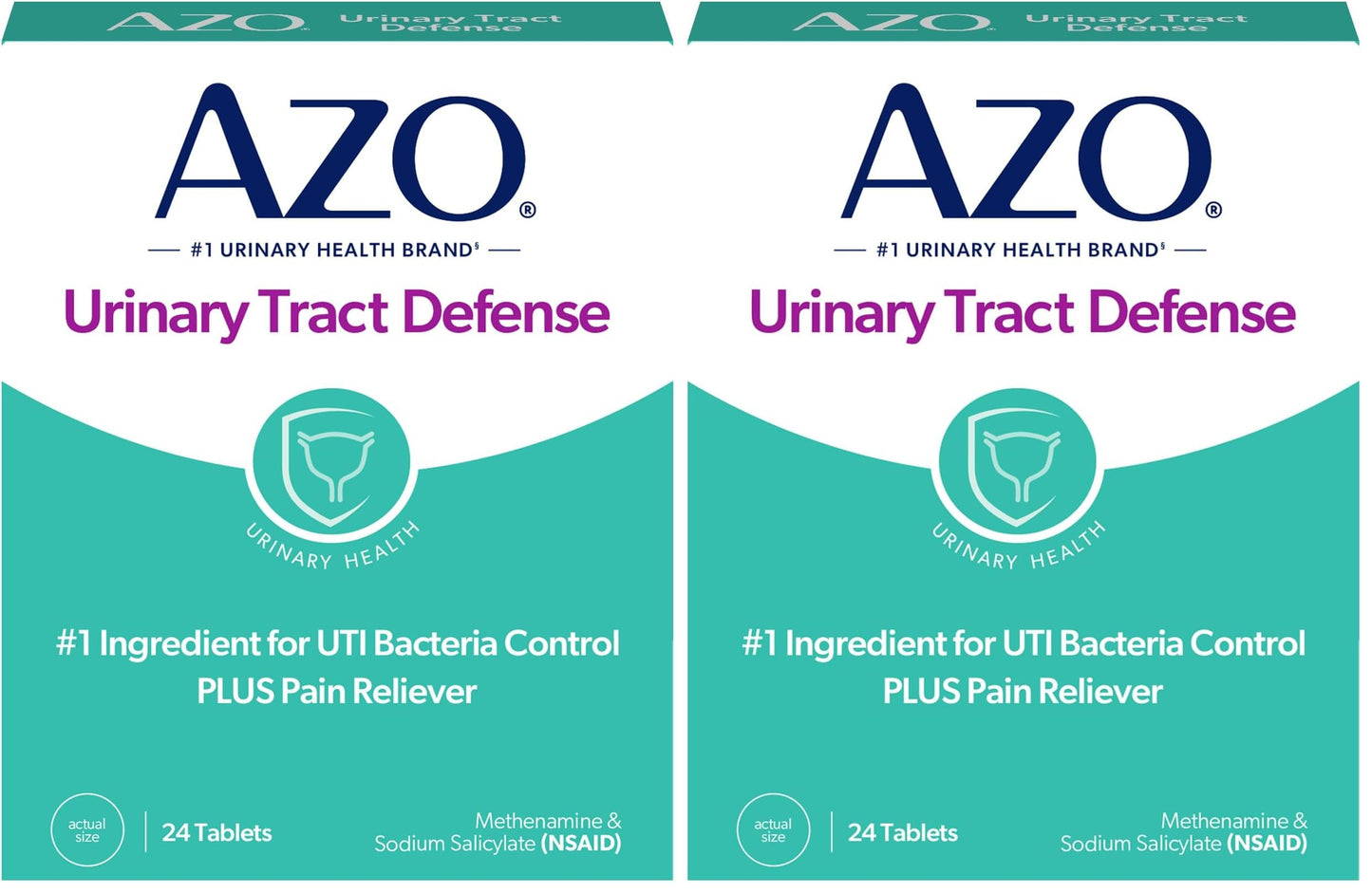 AZO Urinary Tract Defense Antibacterial Protection, Helps Control a UTI Until You Can See a Doctor, No. 1 Most Trusted Urinary Health Brand, 24 Count (Pack of 2)