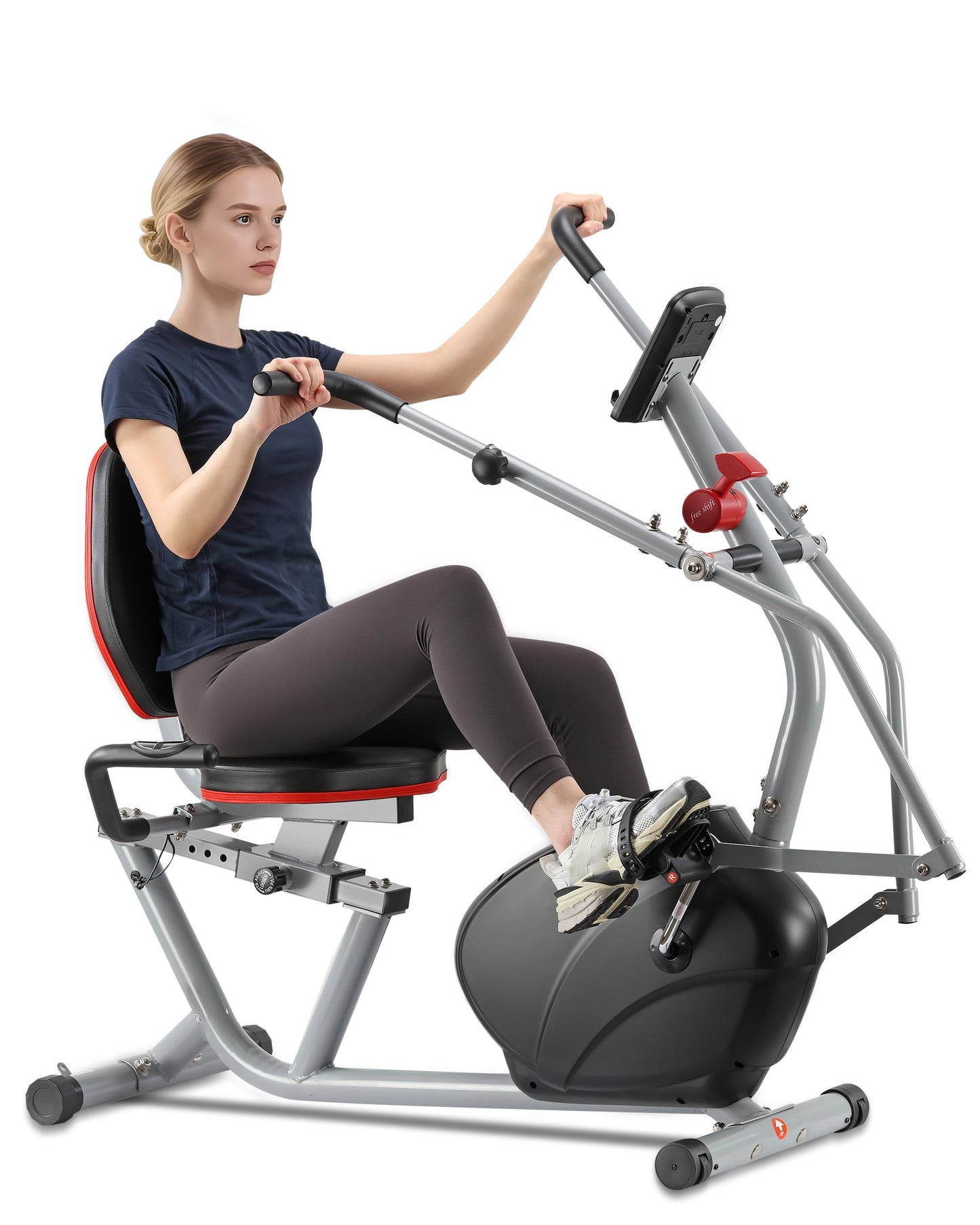 ECHANFIT Recumbent Exercise Bike with Arm Exerciser for Home - Elliptical Recumbent Cross Trainer with Backlit Display, Pulse Sensor, 8-Level Magnetic Resistance, 380LBS Weight Capacity