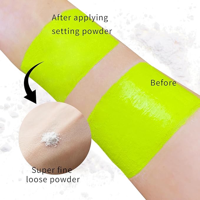 Ogre Green Face Paint with Setting Powder and sponge,1.01 Oz Water Based Green Body Paint,Halloween Face Painting Kit SFX Makeup Cosplay Monster Witch Elphaba Costume for Adults & Kids
