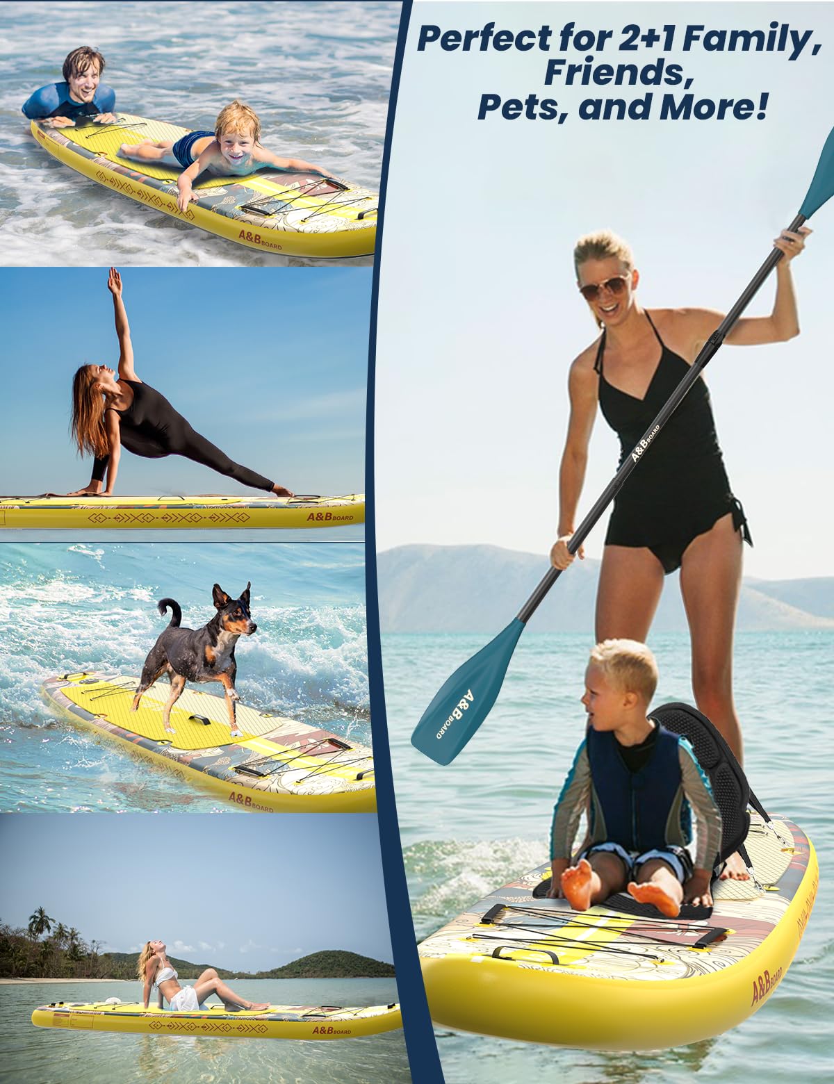 ABBOARD Inflatable Stand Up Paddle Board - 11 Ft Extra Wide Fishing Paddleboard with Sup Accessories for Beginner Adults Youth