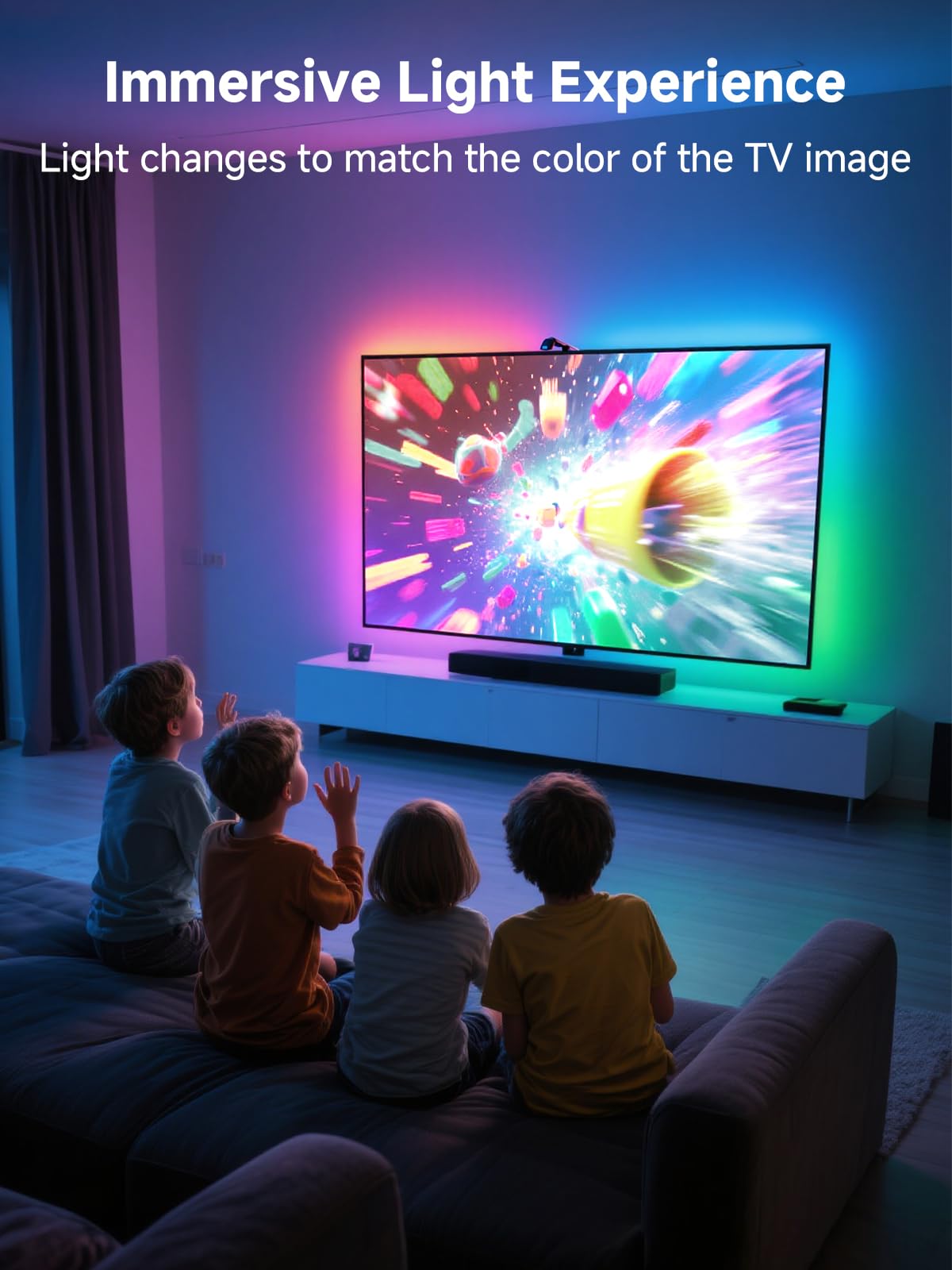 GIPOYENT LED TV Backlights with Camera, 13.7FT TV Lights That Change with for 45-65 in TV, Music Sync LED Strip Light with Smart App Control - RGB Color Changing Light Strip for Bedroom