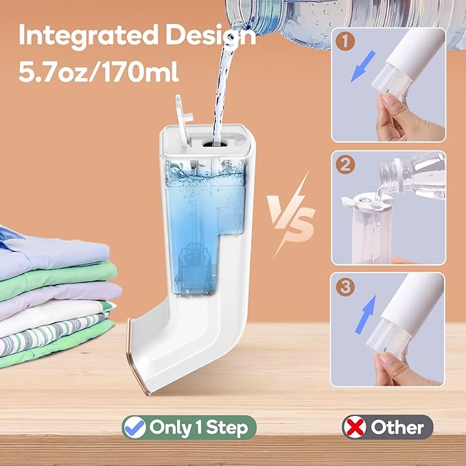 Travel steamer for clothes,100V-240V dual voltage steamer & iron 2 in 1,integrated 170ml tank 25s fast heat-up,1.2lbs portable fabric iron,handheld steaming wrinkles remover for garments(Panda colors)