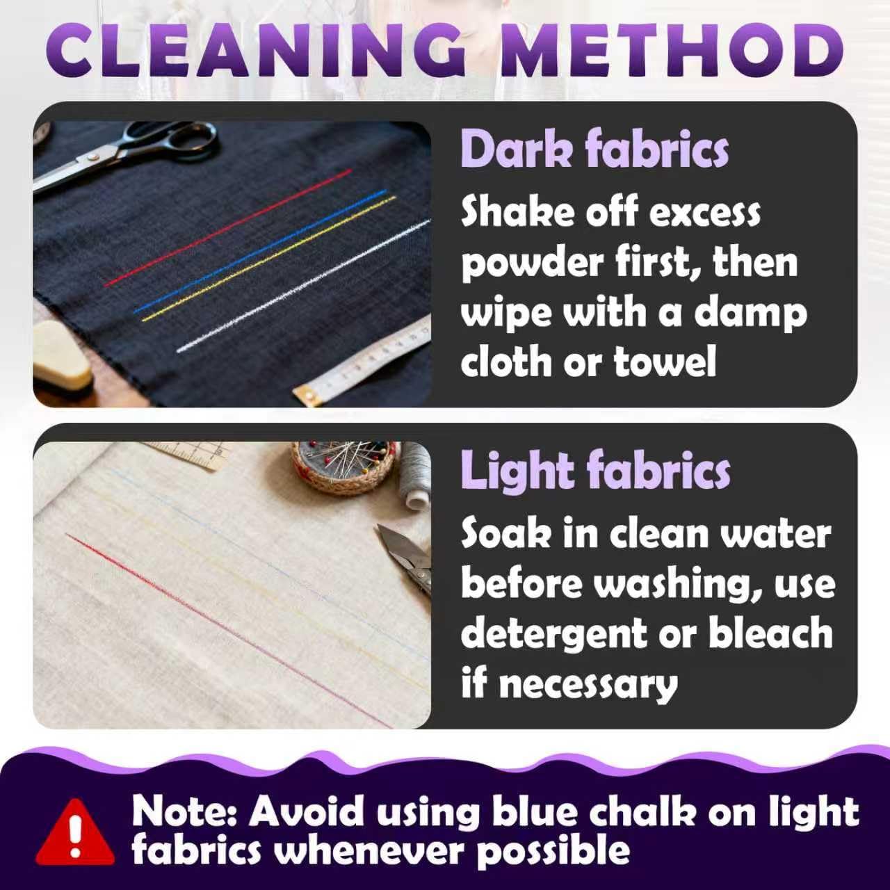 Sewing Chalk for Fabric, Wipeable and Washable Fabric Chalk for Sewing, Etailed Marking on Fabrics, Cottons, Leathers - White
