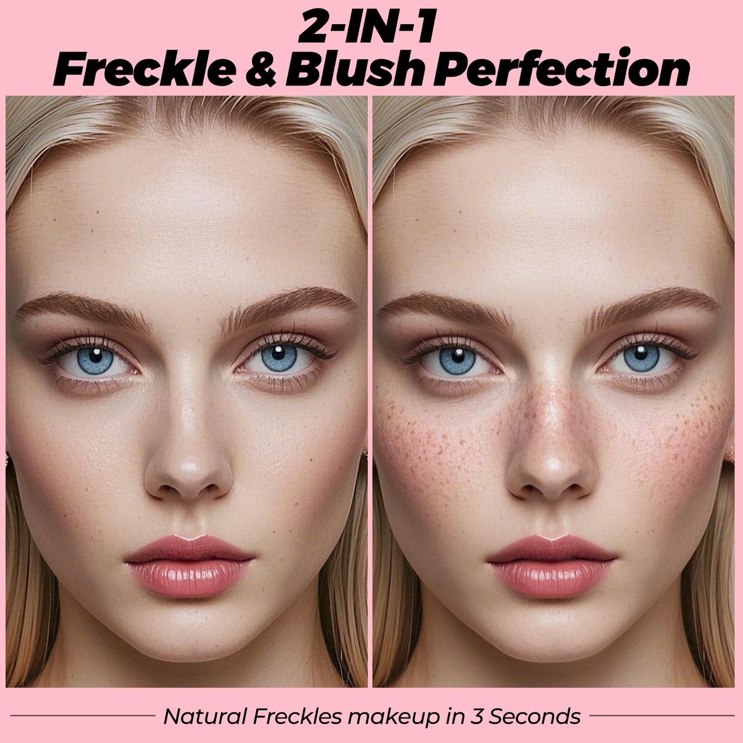 Erinde 2PCS Natural Freckle Blush Pen, 2 in 1 Liquid Freckle Stamp & Liquid Blush for Cheeks, Long Lasting Waterproof Freckles T
