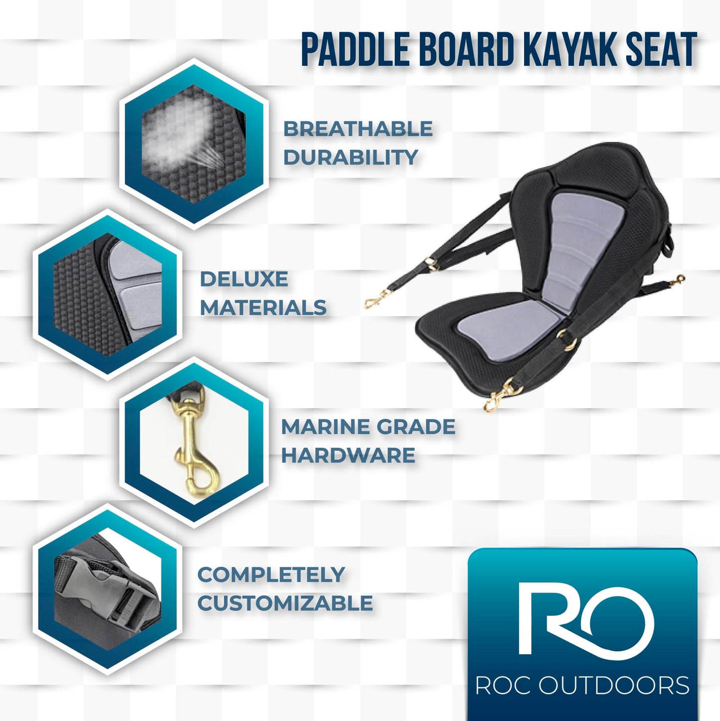 Roc Inflatable Stand Up Paddle Board 10' 6" with Premium SUP Paddle Board Accessories, Wide Stable Design, Non-Slip Comfort Deck for Youth & Adults (Black & White/Kayak Seat)