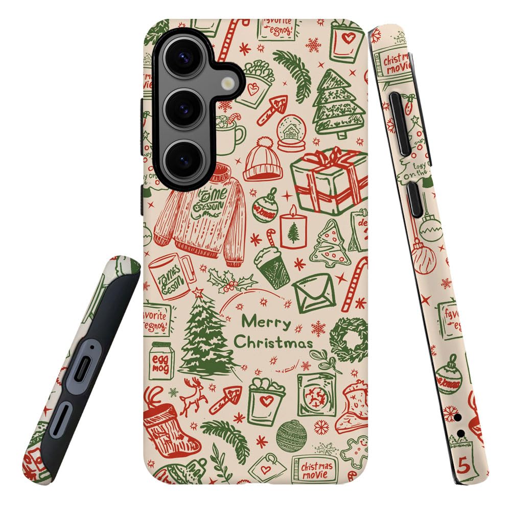 DJSOK Compatible with Samsung Galaxy S23 FE,Frosted PC Anti-Scratch Shockproof Case - Christmas Colorful Hat Tree