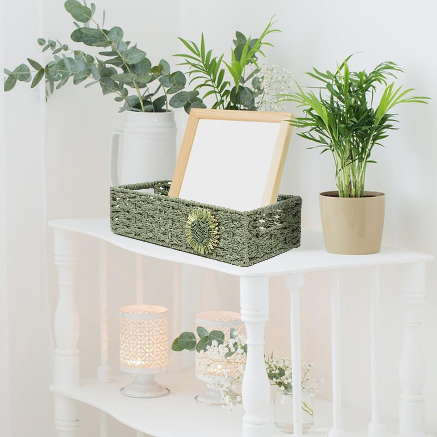 DUOER Toilet Paper Basket for Tank Top Bathroom Organizer - Green