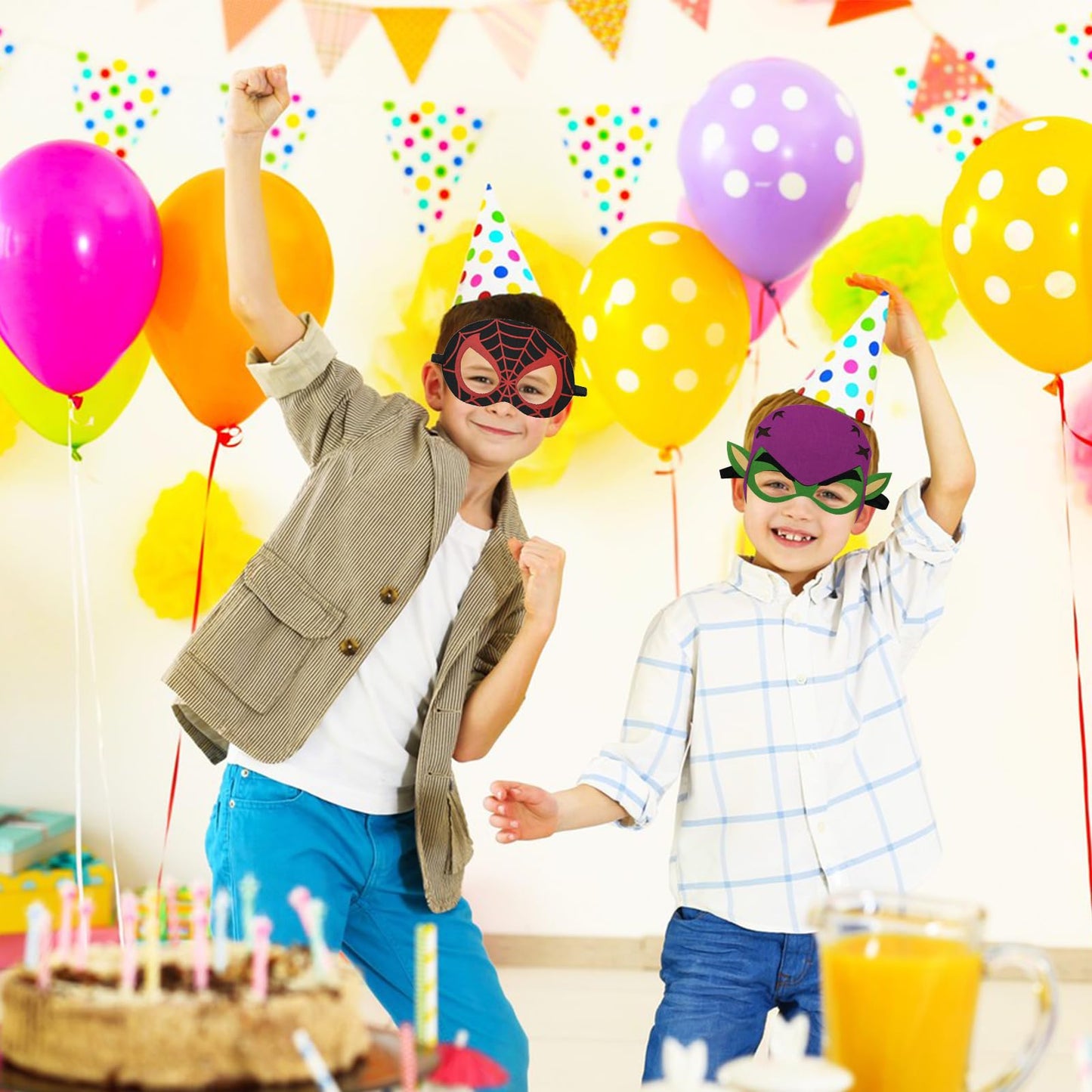 Masks Party Favors for Kids, 16 Packs Supplies for Kids Dress Up Birthday Gift Halloween Cosplay Party Masks Supplies