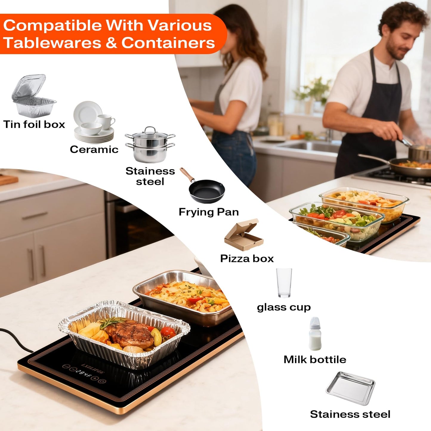 Electric Warming Tray for Buffets Party(59x14 Inches)Food Warming Mat with 12 Temp-Settings,Built-in Thermostat and Full Surface Heating,Versatile Food Warmers for Parties Buffet,Gatherings,Daily Use