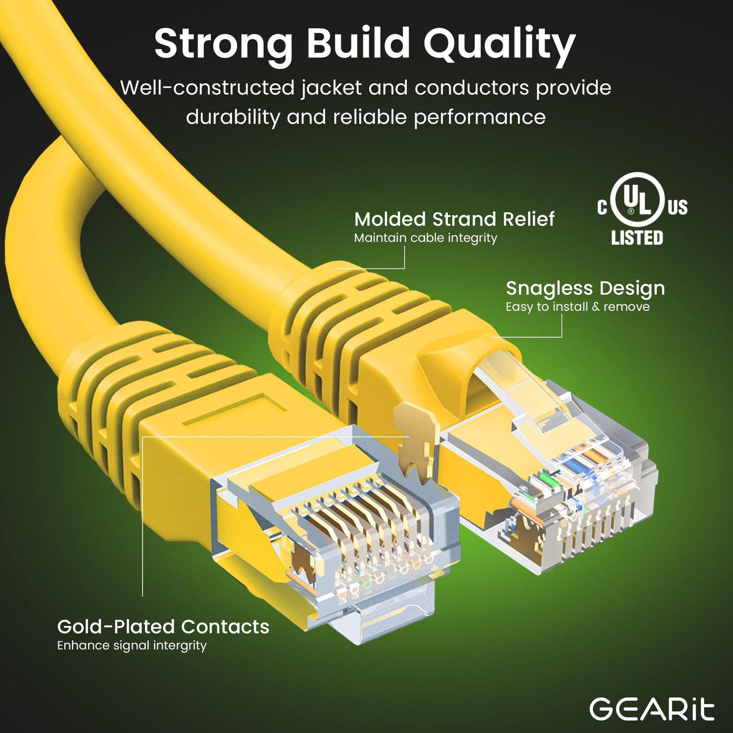 Gearit Cat 6 Ethernet Cable (24-Pack 0.5 Feet) Cat6 Network Patch, 10Gbps, Rj45, Snagless Cord, Gold-Plated Connectors, Internet