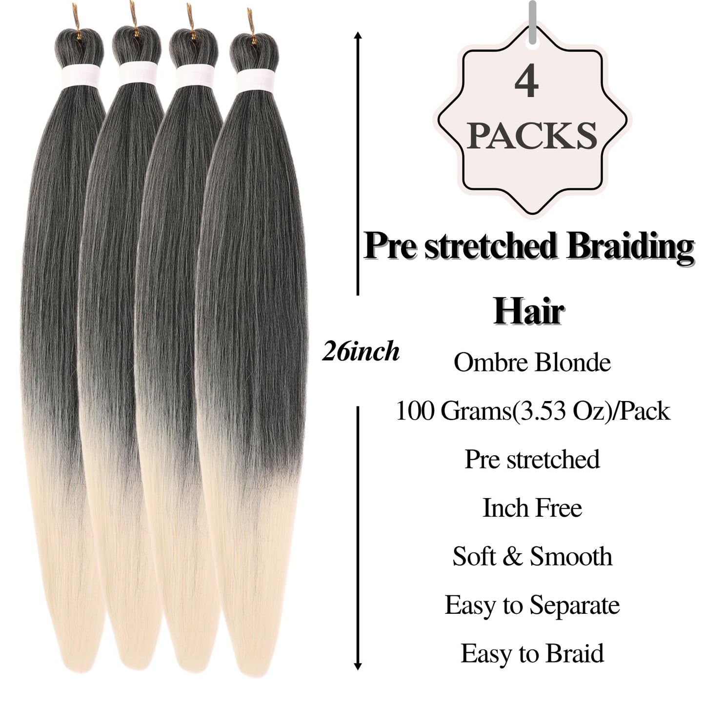 Blonde Ombre Braiding Hair Pre Stretched Deep Wave Curly Hypoallergenic Braiding Hair for Boho Braids Knotless Braids